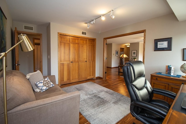 4360 France Ave S Unit 2, Edina, MN 55410 - office area with visible vents, rail lighting, and wood finished floors