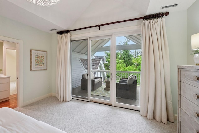 205 Mill St Unit S301, Excelsior, MN 55331 - carpeted bedroom with access to outside, lofted ceiling, and baseboards