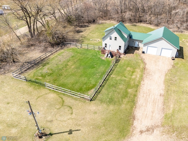 aerial view with a rural view