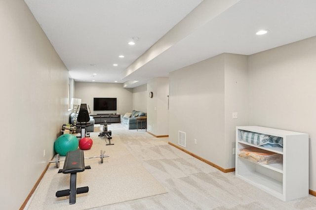 813 Quie Ln, Northfield, MN 55057 - exercise area featuring carpet floors, recessed lighting, and baseboards