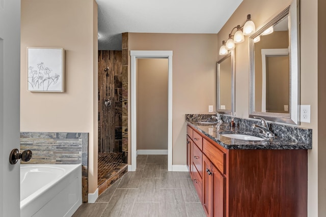 7387 Old Mill Rd, Centerville, MN 55038 - bathroom with a stall shower, a garden tub, and double vanity