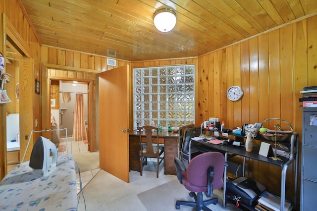 7717 Lake May Rd NW, Walker, MN 56433 - carpeted office with wood walls and wooden ceiling