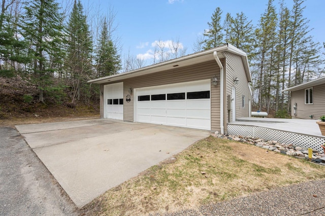 view of detached garage