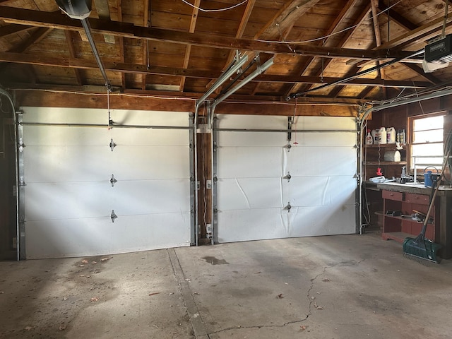 garage with a garage door opener