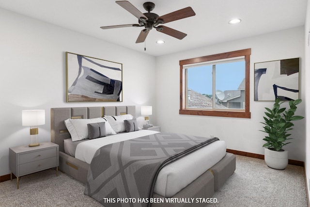 116 Wheat Field Ln, New Richmond, WI 54017 - carpeted bedroom with recessed lighting and ceiling fan