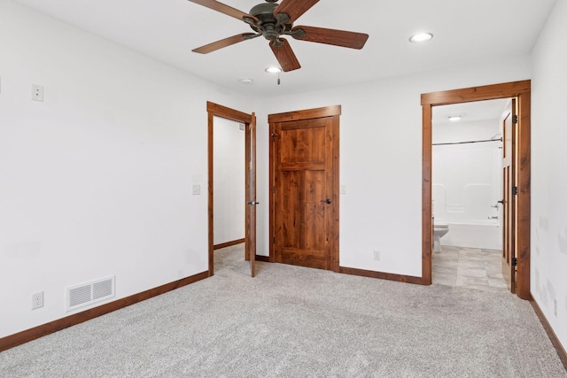 116 Wheat Field Ln, New Richmond, WI 54017 - unfurnished bedroom with carpet floors, recessed lighting, ensuite bathroom, and a ceiling fan