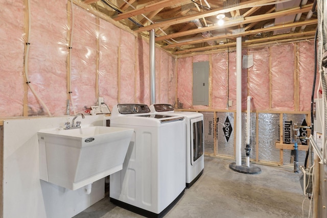 116 Wheat Field Ln, New Richmond, WI 54017 - laundry area featuring electric panel and washer and dryer