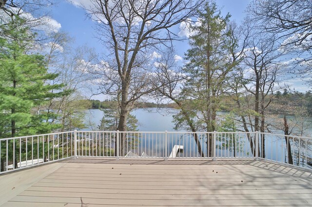 deck with a water view