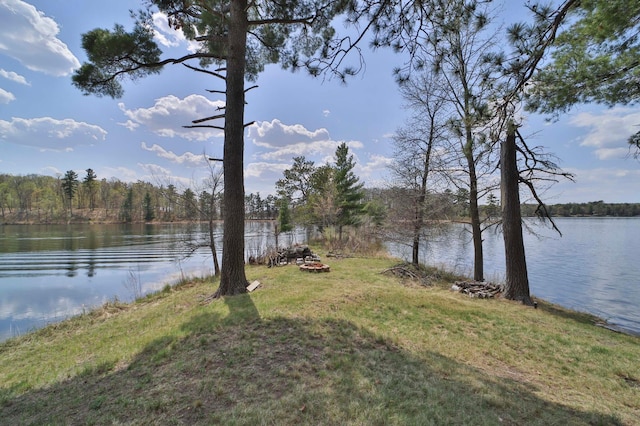 water view featuring a heavily wooded area