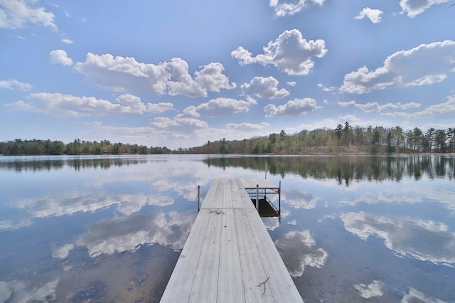 dock with a water view and a view of trees