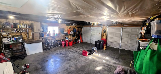 garage with a garage door opener