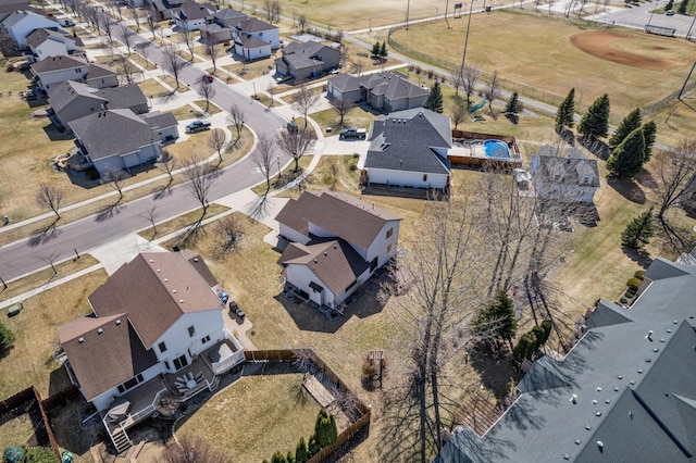 aerial view with a residential view