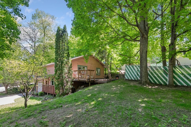 3021 Devon Ln, Mound, MN 55364 - view of green lawn with a deck