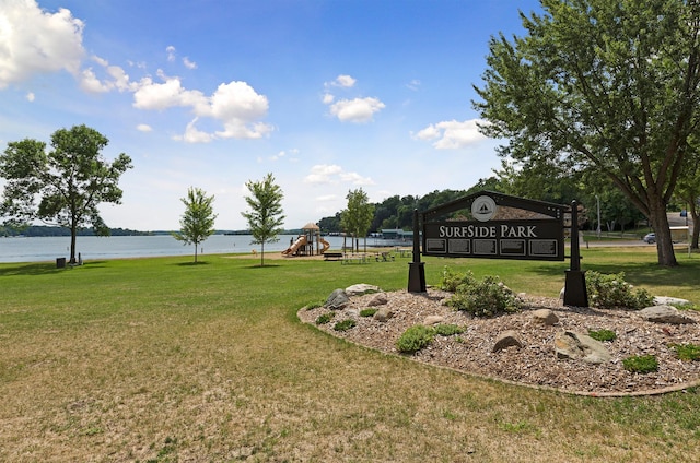 3021 Devon Ln, Mound, MN 55364 - view of community with a yard and a water view