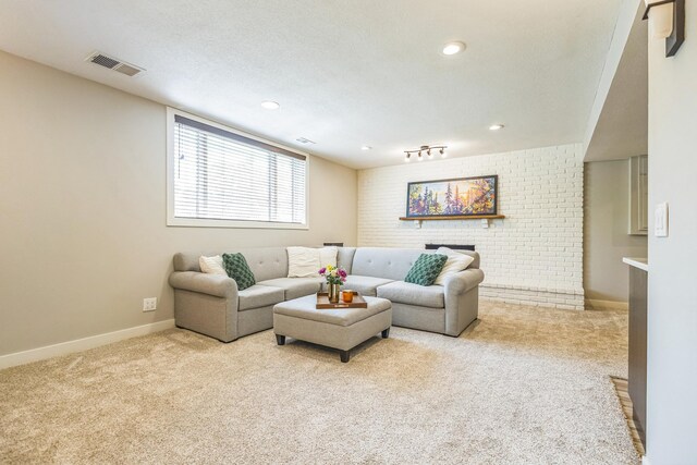 12720 Parkwood Dr, Burnsville, MN 55337 - living area with carpet, baseboards, and recessed lighting