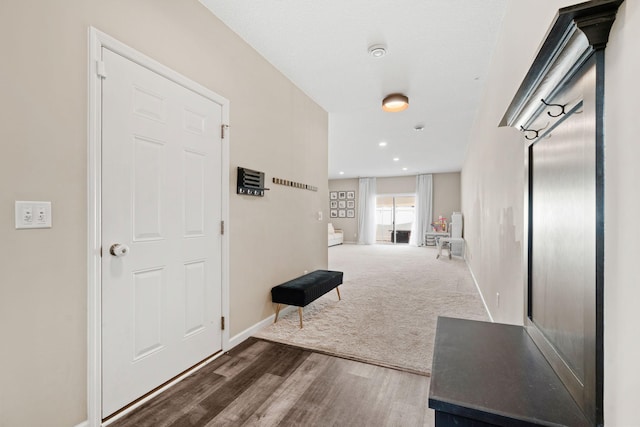 10257 Greenway Cir S, Cottage Grove, MN 55016 - hallway featuring wood finished floors, baseboards, and recessed lighting