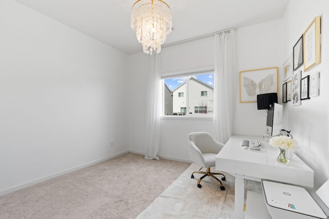10257 Greenway Cir S, Cottage Grove, MN 55016 - carpeted office space featuring a chandelier and baseboards