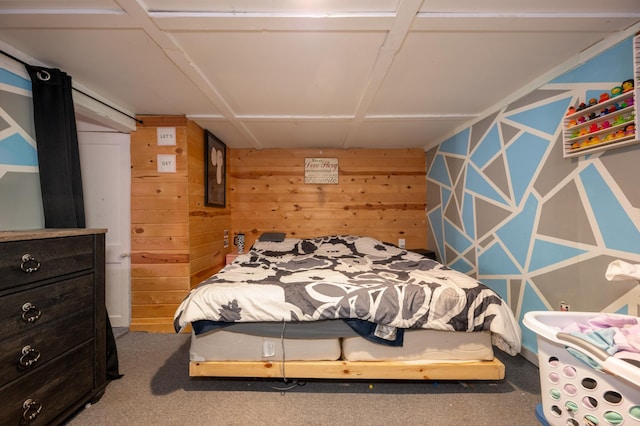 515 6th Ave, Grand Rapids, MN 55744 - carpeted bedroom with wooden walls