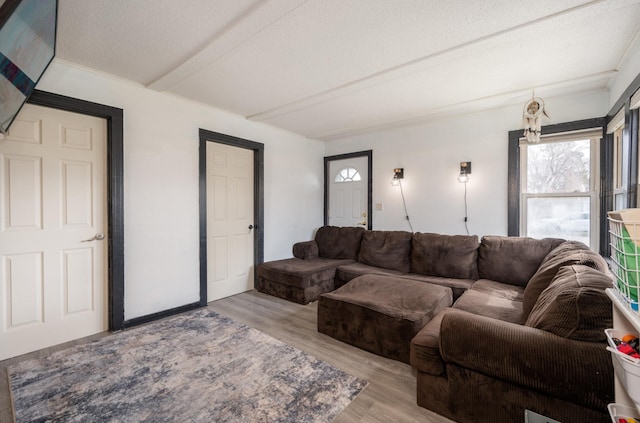 515 6th Ave, Grand Rapids, MN 55744 - living room featuring wood finished floors and beamed ceiling