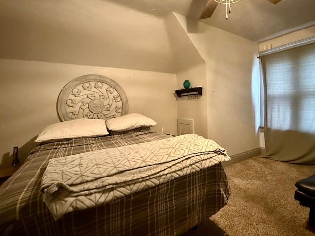 carpeted bedroom with a ceiling fan