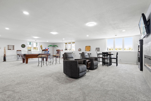 17960 Granite Ct, Lakeville, MN 55044 - carpeted living room with pool table, plenty of natural light, and recessed lighting