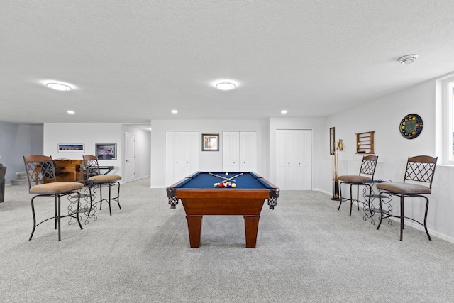 17960 Granite Ct, Lakeville, MN 55044 - rec room with billiards, baseboards, carpet flooring, and a textured ceiling