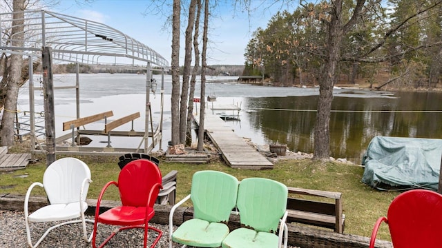 view of dock featuring a water view