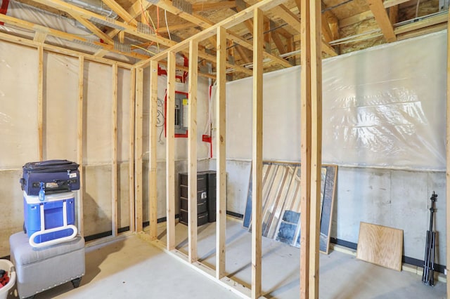 view of unfinished basement