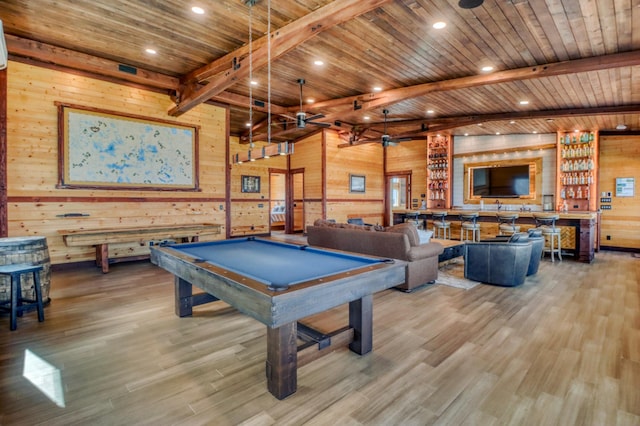 23351 County Highway 22, Lake View Twp, MN 56501 - playroom featuring wooden walls, wood ceiling, and beamed ceiling
