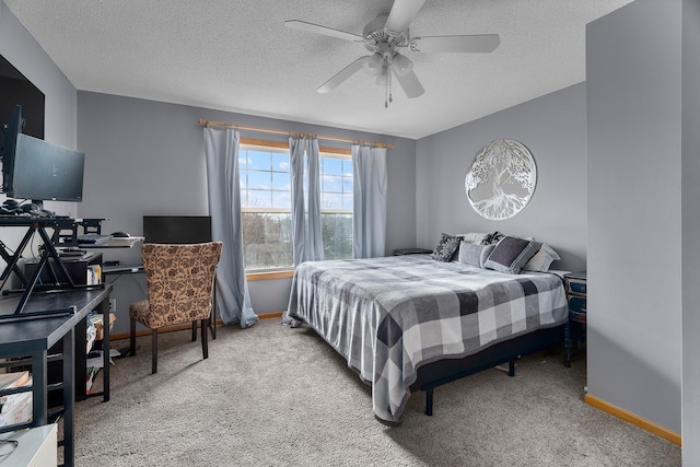 428 Hickory Ln N, Oakdale, MN 55128 - bedroom with a textured ceiling, carpet flooring, ceiling fan, and an office area