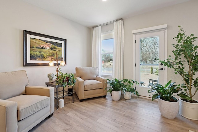 living area featuring light wood-type flooring