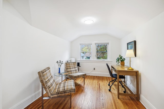 2170 Palace Ave, Saint Paul, MN 55105 - office with wood finished floors, baseboards, and lofted ceiling
