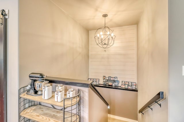 interior space with a chandelier