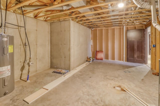 below grade area with electric water heater