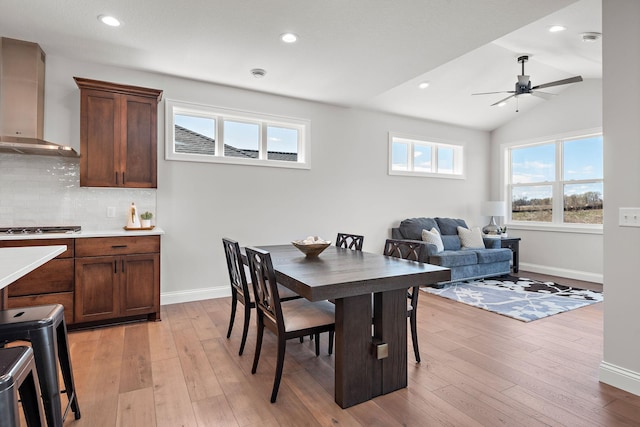 7521 Ocean Ave, Otsego, MN 55330 - dining space with baseboards, recessed lighting, light wood finished floors, and ceiling fan
