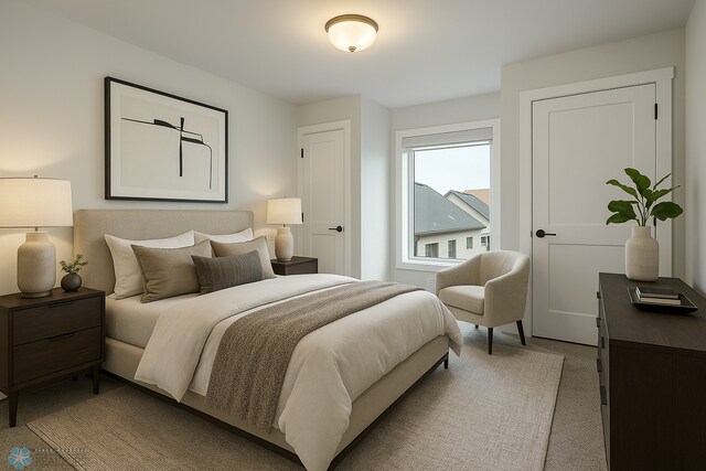 bedroom featuring carpet