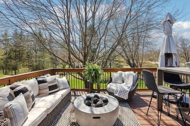 17725 26th Ave N, Plymouth, MN 55447 - wooden terrace with an outdoor living space with a fire pit