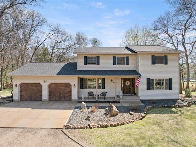 14898 Lynndale Ln, Baxter, MN 56425 - traditional-style home featuring a porch, an attached garage, driveway, and a front yard