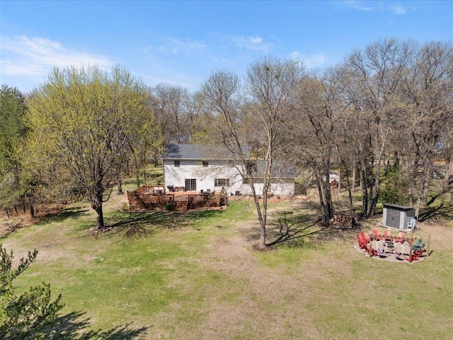 14898 Lynndale Ln, Baxter, MN 56425 - view of green lawn featuring a wooden deck