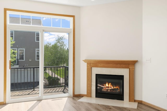 5030 Yuma Ln N, Plymouth, MN 55446 - entryway with wood finished floors, baseboards, and a glass covered fireplace