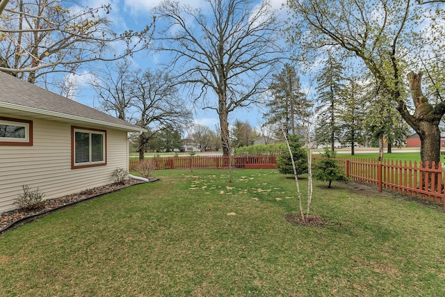 view of yard featuring a fenced backyard