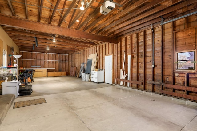 garage with a garage door opener