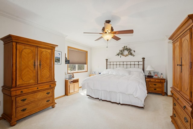 14580 30th St, Clear Lake, MN 55319 - bedroom featuring light carpet, crown molding, and a ceiling fan