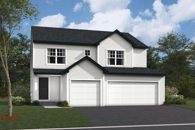 7229 Paris Ave NE, Otsego, MN 55330 - view of front of house featuring a shingled roof, an attached garage, a front lawn, and aphalt driveway