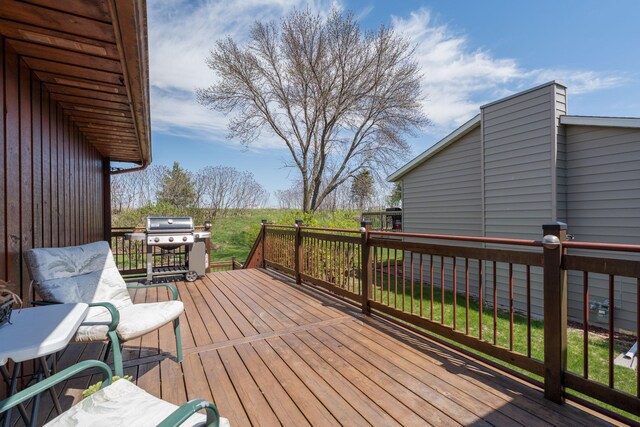 2324 Fair St, Mankato, MN 56001 - wooden deck featuring a grill