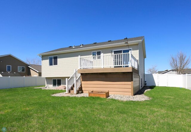 back of house with stairway and a deck