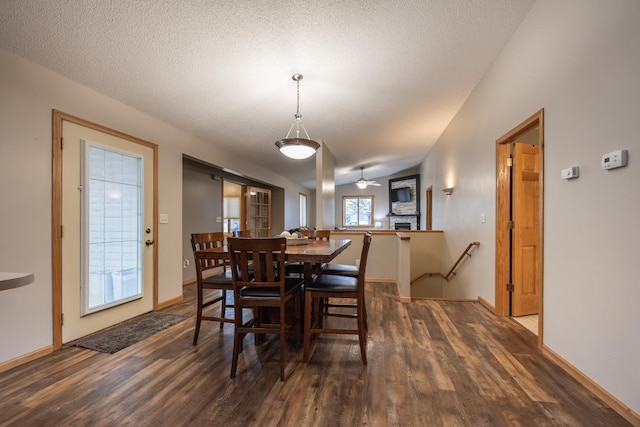 434 Fridell Cres, Red Wing, MN 55066 - dining space with wood finished floors, baseboards, ceiling fan, and a textured ceiling