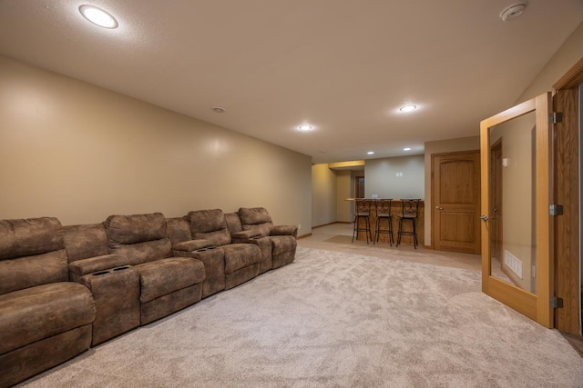 434 Fridell Cres, Red Wing, MN 55066 - home theater with recessed lighting, carpet floors, and bar