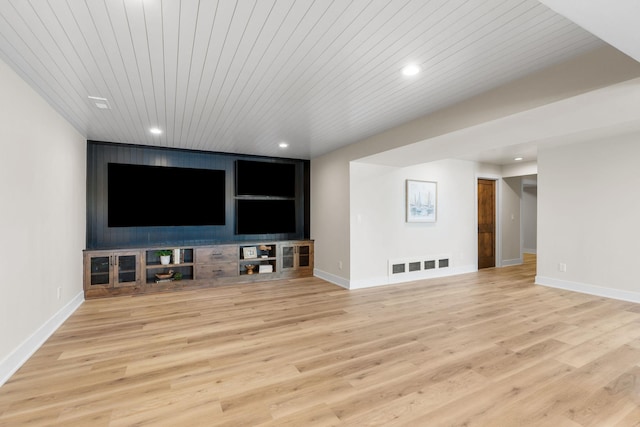 3124 Linden Cir NW, Prior Lake, MN 55372 - unfurnished living room with recessed lighting, wood ceiling, light wood-style floors, and baseboards