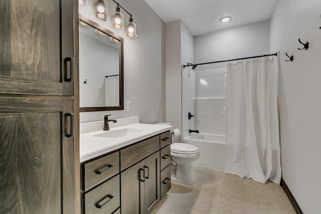 215 Butler St, Litchfield, MN 55355 - bathroom featuring vanity and shower / bath combo with shower curtain